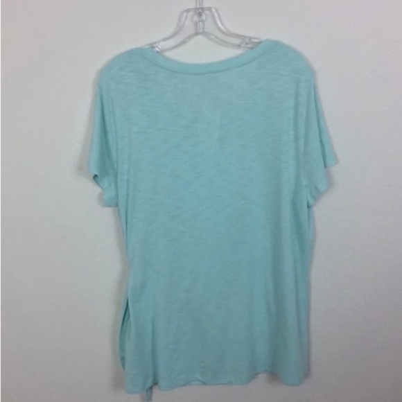 NEW Style & Co Plus Aqua Tee Shirt Top Side Tie Short Sleeves Teal Soft Jersey - Picture 4 of 6